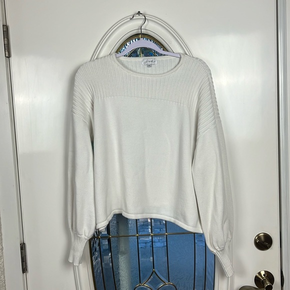 Sabo white 100% cotton boxy ribbed top S - Picture 2 of 9